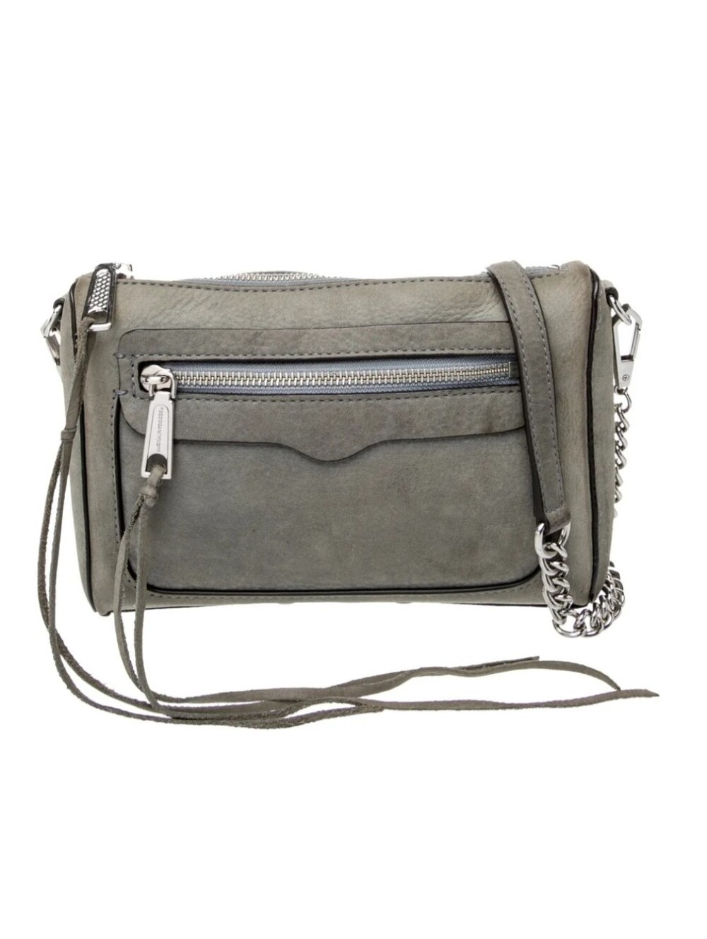 Rebecca MINKOFF Gray Leather Crossbody Bag with Chain Strap
